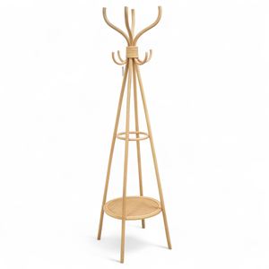 Porte-manteau sur pied à une poutre, support à vêtements en rotin, prix de gros - Product Image 6