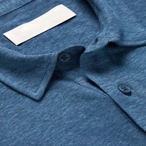 เสื้อเชิ้ตผู้ชายสีน้ำเงินล้วน ผ้าฝ้าย 100% แขนสั้น ทรงปกติ สวมใส่สบาย ระบายอากาศได้ดี แห้งเร็ว - Product Image 5