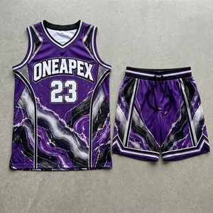 Tenue de basketball personnalisée, maillot et short marbré violet, noir, argent, vente en gros, fabricant de vêtements de sport pour équipes, vêtements par sublimation, États-Unis - Product Image 2