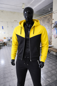 Conjunto Deportivo para Hombre en Amarillo y Negro con Contraste, Sudadera con Capucha y Cierre Completo, Pantalones Jogger, Corte Ajustado, Informal, para Gimnasio - Product Image 6