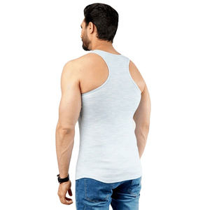 Men's Solid Color Cotton Tank Top O-Neck Casual Knitted <b>Vest</b> Eco-Friendly Breathable High Street Light Gray - Product Image 5