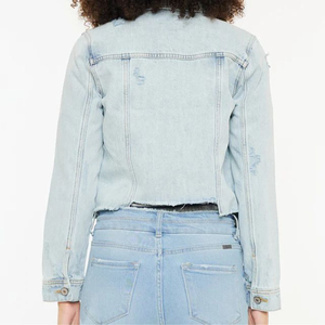 New Arrival Women's Formal Denim Jacket Canvas Button Pattern Slim Fit OEM Custom Design Wholesale Streetwear - Product Image 2