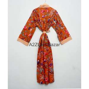 Robe kimono en coton à motif floral, élégante, tendance, douce, décontractée, colorée, avec ceinture ajustable, été/hiver, dernier design - Product Image 5