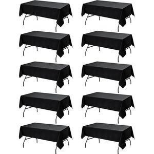 10 Pack 60 X 84 Inches Black <b>Rectangle</b> <b>Tablecloths</b> Stain Resistant Polyester Fabric Washable for 4 Foot Tables - Product Image 1