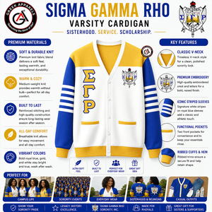 เสื้อคาร์ดิแกนไหมพรมปักลาย Sigma Gamma Rho Sorority แบบวินเทจ ป้องกันรอยยับ คอวี แขนยาว สำหรับผู้หญิง ใส่ในฤดูหนาว - Product Image 5