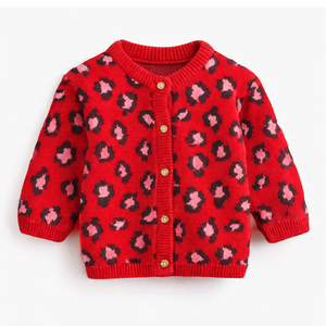 Cardigan d'automne pour bébés garçons et filles, pull en tricot jacquard uni avec boutons, broderie personnalisée, fabricant de vêtements - Product Image 3