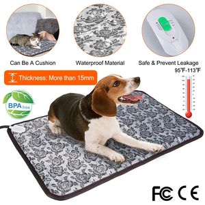 Alfombra Eléctrica Calefactora Impermeable para Perros y Gatos de 27.6x17.7 Pulgadas, Manta Térmica Ajustable Resistente a Mordeduras con Cable de Acero, Almohadillas y Tapetes para Mascotas - Product Image 1