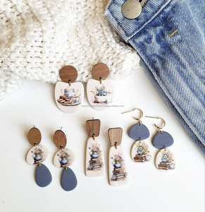 Classic Trendy 2024 Women's Resin <b>Earrings</b> Huggie Diamond Copper Wood Alloy Main Materials for Wedding Party Engagement - Product Image 1