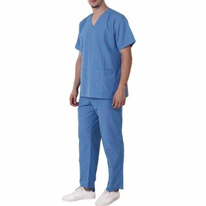 High Quality Hospital Medical Men's <b>Doctor</b> Scrub Suits Stretchy Nursing Surgical Scrub Uniforms <b>Sets</b> with Knitted Fabric for Men - Product Image 4