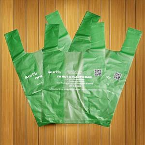Sacs de courses en plastique biodégradable et compostable de type UKHI PE W Cut, impression flexo, thermoscellage, commandes personnalisées acceptées - Product Image 5