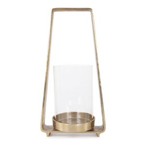 Gold Hurricane Light <b>Small</b> Decorative <b>Lantern</b> with Glass and Metal Base Elegant Home Lighting Solution Indoor and Outdoor Use - Product Image 3
