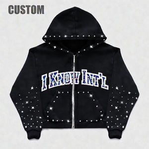 Sudaderas con Capucha Personalizadas con Logotipo Estampado, Unisex, Lavado Ácido, 400 GSM, 100% Algodón, Felpa, Corte Regular, Oversize, con Pedrería, ODM - Product Image 6