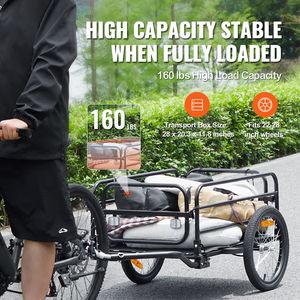 Chariot de vélo robuste, capacité de charge de 160 lb, remorque de transport pour vélo, pliable et compacte, roues universelles à dégagement rapide - Product Image 4