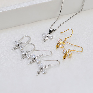 Ensemble de pendentifs et de crochets d'oreille en argent S925 coréen, plateau 1344, accessoires de bijoux en perles DIY, nœud papillon, composants de bijoux - Product Image 4