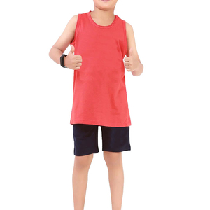 เสื้อกล้ามเด็กชายคุณภาพสูงสำหรับออกกำลังกาย ทรงครอปเล็กน้อย ผลิตจากโพลีเอสเตอร์ผสมคอตตอน แห้งเร็ว ระบายอากาศได้ดี สวมใส่สบาย - Product Image 1