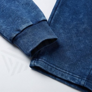 New Stylish Mens Hooded Tracksuit High Quality Acid Wash Zipper <b>Distressed</b> Jogging Wear Custom Logo Premium Sportswears - Product Image 6