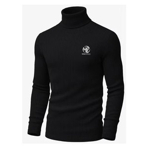 Comfortable Ribbed Knit Material Mock <b>Neck</b> Pullover for Autumn Winter Casual Wear <b>Men</b> <b>Turtle</b> <b>Neck</b> Shirt - Product Image 1
