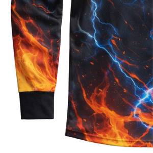 Custom Paintball Jersey Blue Lightning Orange <b>Fire</b> Sublimation Vibrant Team Apparel Breathable Mesh Long Sleeve Sportswear - Product Image 4