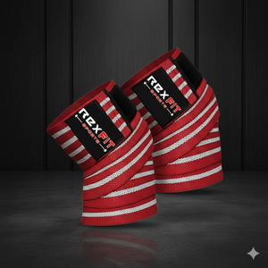 Rexfit Sports - Rodilleras Elásticas de Compresión para Levantamiento de Pesas, Soporte para Rodillas para Gimnasio y Levantamiento de Pesas - Product Image 1