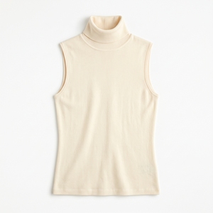Women's Summer Casual Breathable Knitted Solid Sleeveless Turtleneck Tank <b>Top</b> Minimal Fitted OEM ODM Wholesale Factory Custom - Product Image 1