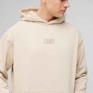Sweat-shirt à capuche oversize pour homme, couleur crème, avec imprimé Venise au dos, manches classiques, coupe décontractée en tricot, style automne - Product Image 1