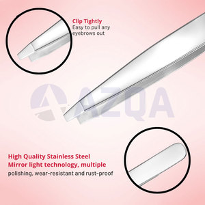 Pinzas Profesionales de Acero Inoxidable con Punta Inclinada para Cejas, con Estuche de Cuero, Herramienta de Precisión para Depilación y Cuidado Personal - Product Image 2