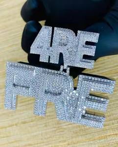Colgante Personalizado con Letras ARE en Moissanita, Estilo Diamante VVS, Joyería Hip Hop de Lujo, Cadena con Nombre - Product Image 2