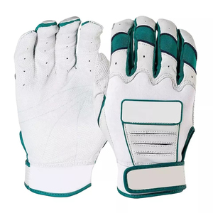 Gants de frappe en cuir blanc et vert pour softball, rembourrés, avec fermeture auto-agrippante, unisexes, pour adultes, pour l'entraînement - Product Image 2
