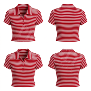 Camiseta Polo Moderna y Elegante, Ligera, Personalizada con Rayas Estampadas, Manga Corta, Corte Ajustado, Mezcla de Algodón - Product Image 6