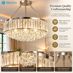 Daystar Trade Modern Circular Iron & <b>Crystal</b> <b>Chandelier</b> 120W 3500K CRI 90 Ra 90 High Brightness Indoor Ceiling Light - Product Image 2
