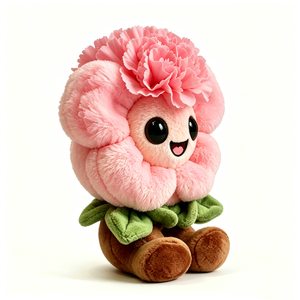 Peluche de claveles rosas, lindo peluche de flor sonriente, muñeco de peluche floral antropomórfico kawaii, regalo para el Día de la Madre - Product Image 3