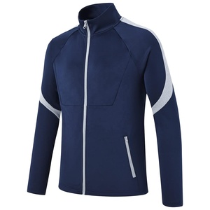 Conjunto Deportivo Casual de 2 Piezas para Hombre, Color Gris Claro Marino, Chaqueta Deportiva con Cierre Completo, Cálido para Invierno, Ecológico, Transpirable, 100% Sólido - Product Image 3