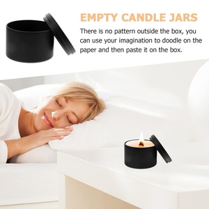 Vintage Design Matt black PVD coated candle tin <b>container</b> <b>small</b> metal candle jar with lid matte black candle can offer customize - Product Image 2
