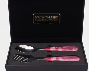 ชุดช้อนส้อมสแตนเลส ACME METAL INDIA ด้ามจับเรซิ่นสีชมพู ขัดเงา ดีไซน์ทันสมัย ของขวัญ เครื่องใช้บนโต๊ะอาหาร สำหรับใช้ในครัวและโรงแรม - Product Image 5