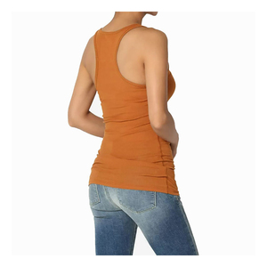 Best Selling Womens Slim Fit Crop Tank <b>Top</b> Light Yellow Ribbed Cotton Crew Neck Design Summer Basic Spandex Casual O-Neck Design - Product Image 3
