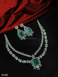 Parure de bijoux de mariée classique américaine ethnique en diamant, collier et boucles d'oreilles deux pièces pour mariage et soirée, style tendance - Product Image 5