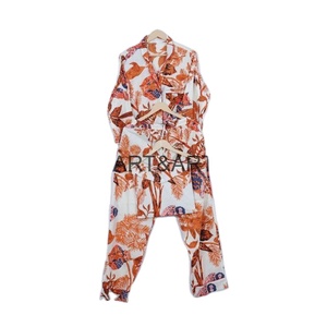 Conjunto de Pijama Floral de Algodón 100% para Mujer, Hecho a Mano, de Verano, Manga Larga, Secado Rápido, Sexy, Informal, Cómodo, Talla Grande - Product Image 1