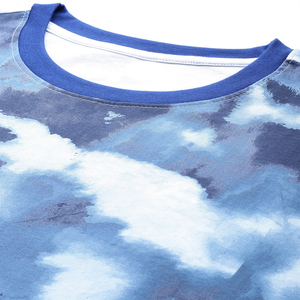 Men's Tie Dye Short Sleeve O-Neck T-Shirt Knitted Casual Patterned Blue <b>White</b> Print - Product Image 3