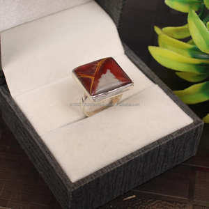 Plata de Ley 925 sólida, anillo hecho a mano, anillo ovalado, anillo de bisel, regalo del Día de la madre, joyería Bohemia - Product Image 3