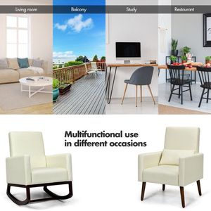 Sedia a Dondolo 2-in-1 in Tessuto Imbottito con Cuscino Lombare per Uso in Soggiorno - Product Image 6