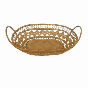 100% Natural Eco Bandeja de almacenamiento de bambú de ratán de alta calidad Cesta de frutas personalizable para uso en la cocina Embalaje en caja - Product Image 3