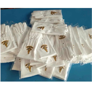 Guantes Masónicos de Algodón Blanco para Maestro Masón, Bordados a Mano con Compás y Escuadra Dorados, con Logotipo, Juego Completo, Guantes de Alta Calidad 2025 - Product Image 1