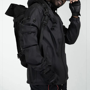 Nouvelle veste bomber vintage imperméable à capuche personnalisée en gros, noire, streetwear, anime japonais, cyberpunk, pour femmes et hommes - Product Image 6