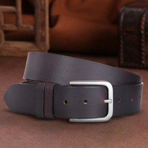 Cinturón de Cuero Genuino con Borde Crudo al por Mayor para Hombre, Cinturón de Búfalo de Grano Completo de Una Sola Capa Premium, Personalizado ODM LMB-0088C - Product Image 1