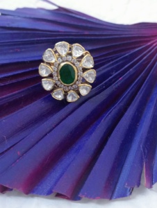 Flower Shape <b>Cocktail</b> <b>Ring</b> With green doublet Stone <b>Gold</b> Plated Women's Wedding Jewelry Glam Style adjustable <b>ring</b> - Product Image 6