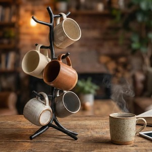 Black Colored Stylish Design And Space Saving Metal Storage Counter Organizer Decorative Iron <b>Mug</b> Holder For Coffee for kitchen - Product Image 1