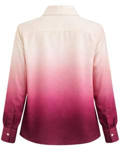 ผู้ผลิตเสื้อเชิ้ตผู้หญิงแขนยาวสีชมพูไล่เฉดแบบกระดุมหน้า สไตล์ลำลองสำหรับใส่ทำงาน รับผลิตเสื้อผ้าแบบ OEM - Product Image 2