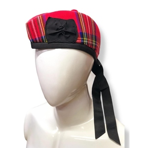 Chapeau écossais Glengarry vintage noir en laine avec ruban et pompon rouges – Casquette d'hiver écologique et respirante pour tenue Kilt - Product Image 4