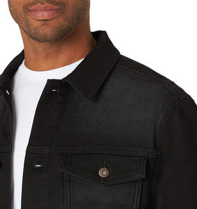 Veste en jean noire pour homme, style classique décontracté, coupe ajustée, en coton, pour le streetwear, nouveauté - Product Image 2