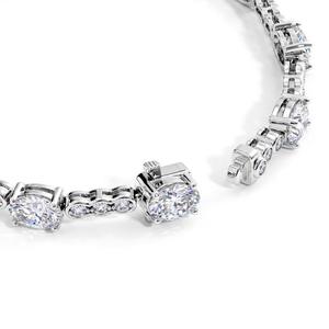 Pulsera de lujo con eslabones tipo tenis de plata S925 sin níquel, con moissanita de corte ovalado y baguette, engaste de garra y moissanita de eternidad completa - Product Image 2